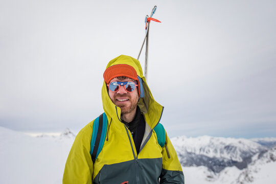 smiling portrait of man in remote mountains of B.C. Canada