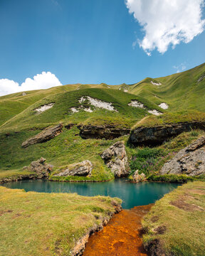 Mineral mountain lake Abano, summer, Georgia