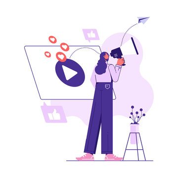 Viral video marketing concept. Making money from video with social network communication