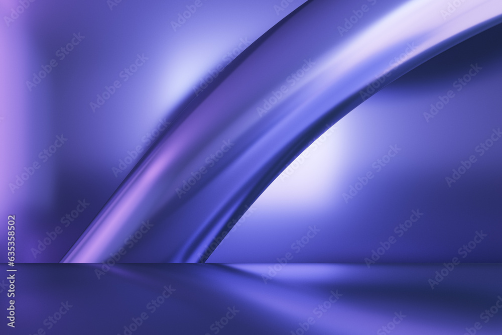 Poster Abstract geometric blue waves or lines background. Landing page concept. 3D Rendering.