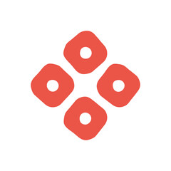 赤色の日本の伝統的な和柄 - 鹿の子模様 - シンプルでかわいい和モダンなあしらい