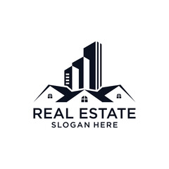 Modern abstract real estate building and construction logo design concept