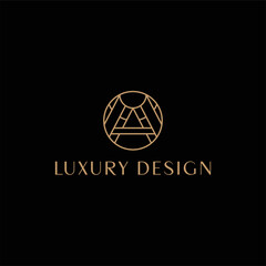 Luxury circle real estate logo design, real property Isolated in black background, rounded logo concept