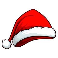 Red Santa hat, isolated on white background, vector illustration
