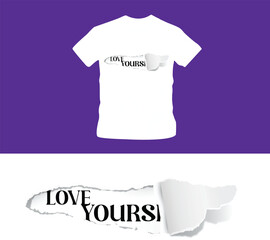 Love yourself paper torn out typography design t-shirt editable template