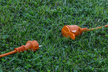 Electric extension cord and power connection in the garden