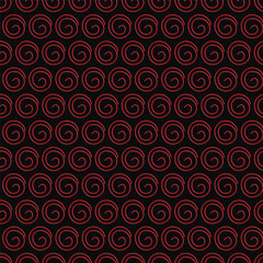 Seamless pattern of red figures on a black and blue background
