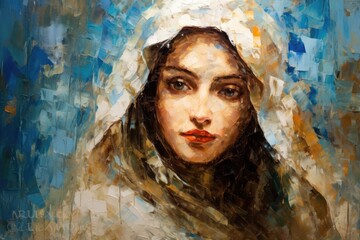 Artistic oil painting of Mother Mary