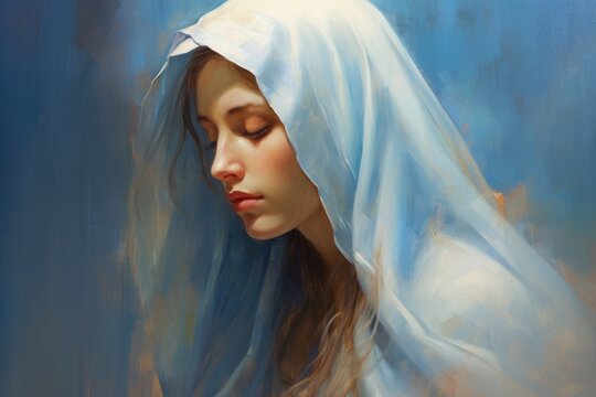 Artistic oil painting of Mother Mary