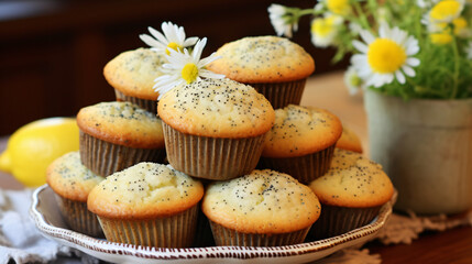 Obraz na płótnie Canvas Homemade Lemon Poppyseed Muffins