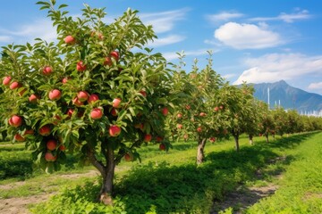 Fototapeta na wymiar Fuji Apple trees in Hirosaki ringo apple park