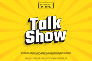 Naklejka na ściany i meble Editable text effect Talk Show 3d cartoon template stlye modren premium vector 