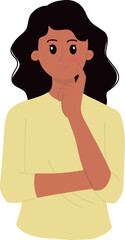 Pretty girl woman showing gesture thinking about something illustration