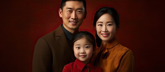 Portrait of a trio in an Asian family