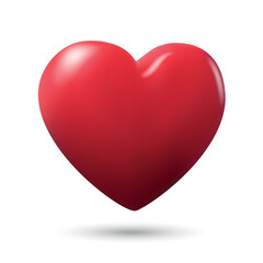 Realistic 3d Red heart design icon, love symbol.