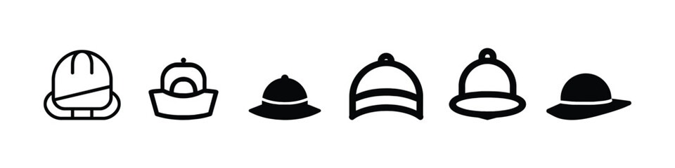 Baseball cap icon on white background, baseball cap icon vector. baseball cap symbol illustration. Line icons of four mens hats. Isolated vector illustration. Base Ball Hat Design Vector Art