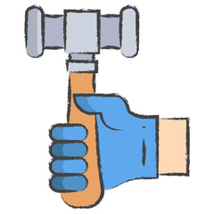 Fototapeta na wymiar Hand drawn Hammer illustration icon