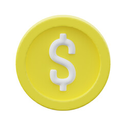 dollar coin 3d icon of business financial illustration