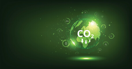 The idea of reducing CO2 emissions to limit global warming. Lower CO2 levels with sustainable development of renewable energy, planting tree, and green energy to stop climate change.	