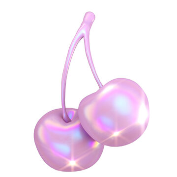 Cherry holographic 3D illustration