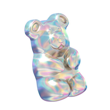 Gummy bear holographic 3D illustration