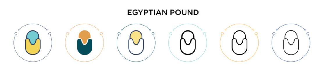 Egyptian pound icon in filled, thin line, outline and stroke style. Vector illustration of two colored and black egyptian pound vector icons designs can be used for mobile, ui, web - obrazy, fototapety, plakaty
