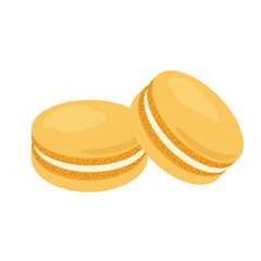 Vector isolated autumn illustration of orange macaron. Image for print, postcard, banner. The concept of food, autumn mood, cooking.