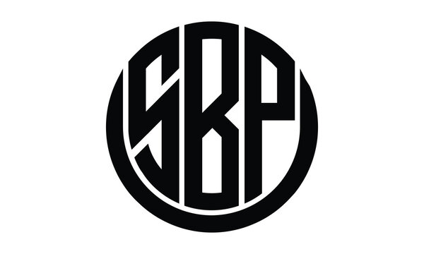 SBP shield in circle logo design vector template. lettermrk, wordmark, monogram symbol on white background.