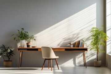 3D render of interior modern living room workspace Comfortable modern minimal Generative AI. - obrazy, fototapety, plakaty