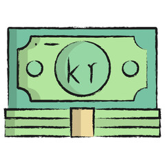 Hand drawn Krone Currency illustration icon