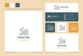Creator logo design with editable slogan. Branding book and business card template.