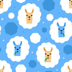 Cute llamas surface pattern. Nursery digital paper