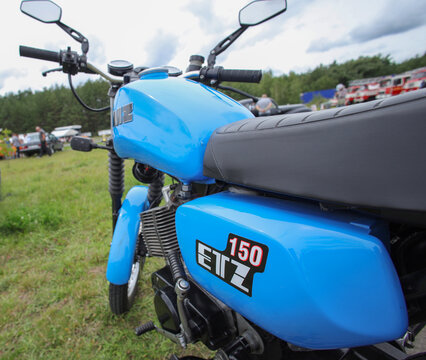 A 80s MZ ETZ 150 Motorcycle at a show in Bernau bei Berlin - Germany