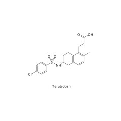Terutroban  flat skeletal molecular structure Thromboxane receptor antagonist drug used in risk of thrombosis treatment. Vector illustration.