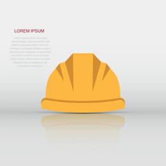 Construction helmet icon in flat style. Safety cap vector illustration on isolated background. Worker hat sign business concept.