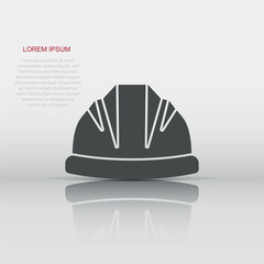 Construction helmet icon in flat style. Safety cap vector illustration on isolated background. Worker hat sign business concept.