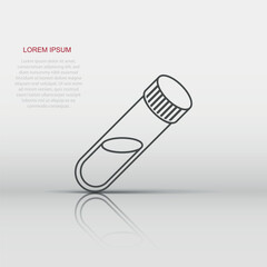Blood in test tube icon in flat style. Laboratory flask vector illustration on isolated background. Liquid in beaker sign business concept.