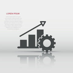 Productivity icon in flat style. Process strategy vector illustration on isolated background. Seo analytics sign business concept.