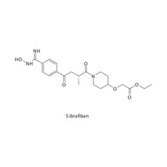 Sibrafiban  flat skeletal molecular structure Glycoprotein IIb/IIIa inhibitors drug used in risk of thrombosis treatment. Vector illustration.