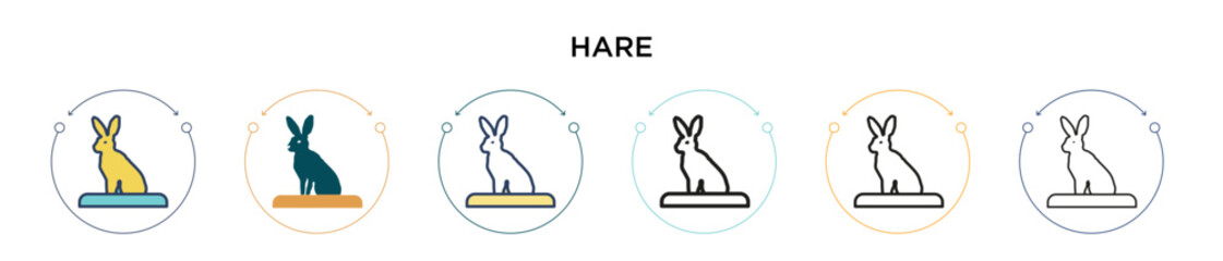 Hare icon in filled, thin line, outline and stroke style. Vector illustration of two colored and black hare vector icons designs can be used for mobile, ui, web © Digital Bazaar