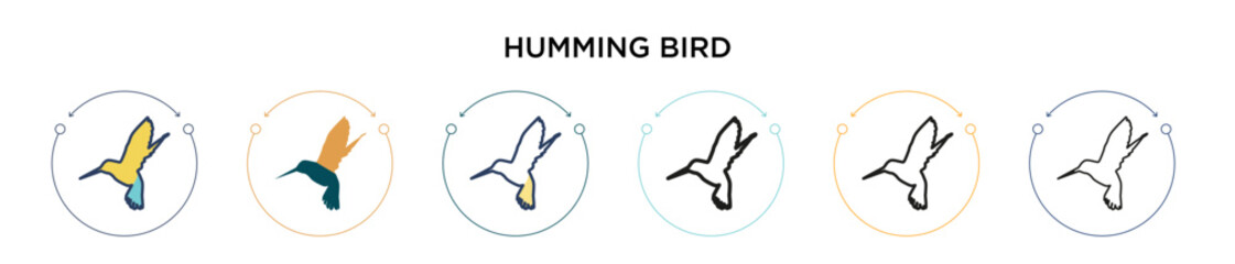 Humming bird icon in filled, thin line, outline and stroke style. Vector illustration of two colored and black humming bird vector icons designs can be used for mobile, ui, web © Digital Bazaar