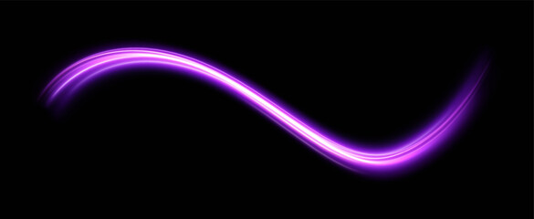 neon multicolored glowing swirl. The effect of moving at the speed of light. Easy trail. Shiny wavy path. Vector.