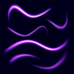 neon multicolored glowing swirl. The effect of moving at the speed of light. Easy trail. Shiny wavy path. Vector.