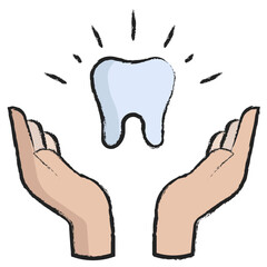Hand drawn Dental care illustration icon