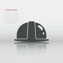 Construction helmet icon in flat style. Safety cap vector illustration on isolated background. Worker hat sign business concept.