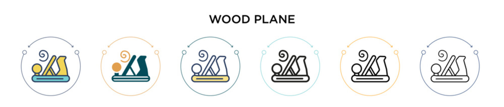 Wood plane icon in filled, thin line, outline and stroke style. Vector illustration of two colored and black wood plane vector icons designs can be used for mobile, ui, web