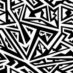 Black and White tribal geometric seamless pattern
