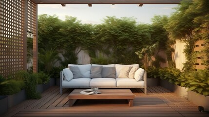 Modern Terrace. Contemporary Interior Design Backgro
