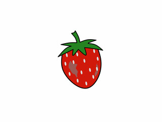 Sweet summer fruit strawberry cartoon isolated on white background, berry vector illustration suitable for template, invitation card,website