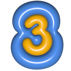 3D Puffy sticker number 3